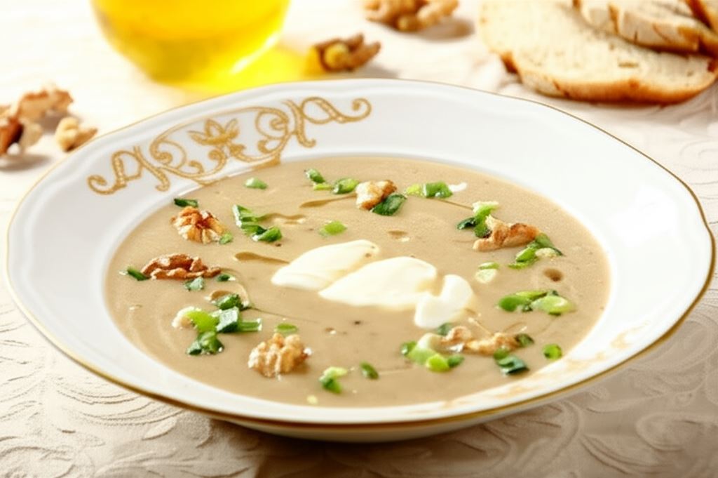Aromatyczna zupa grzybowa z orzechami i szczypiorkiem