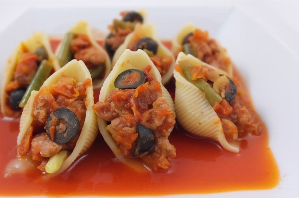 Aromatyczne conchilgioni z indykiem i oliwkami