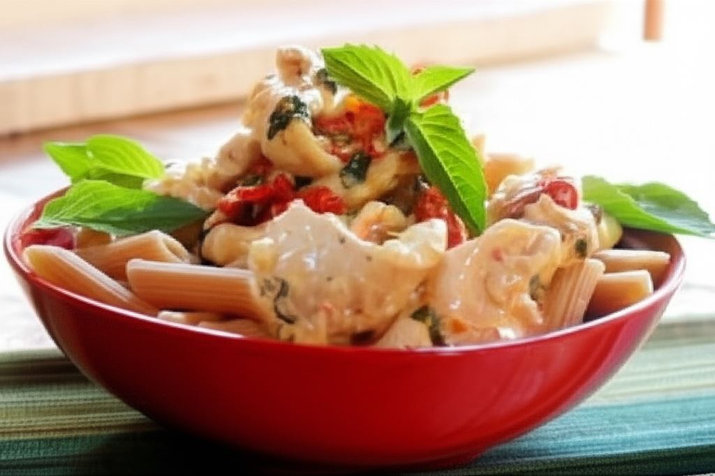 Aromatyczne penne z kurczakiem i krewetkami