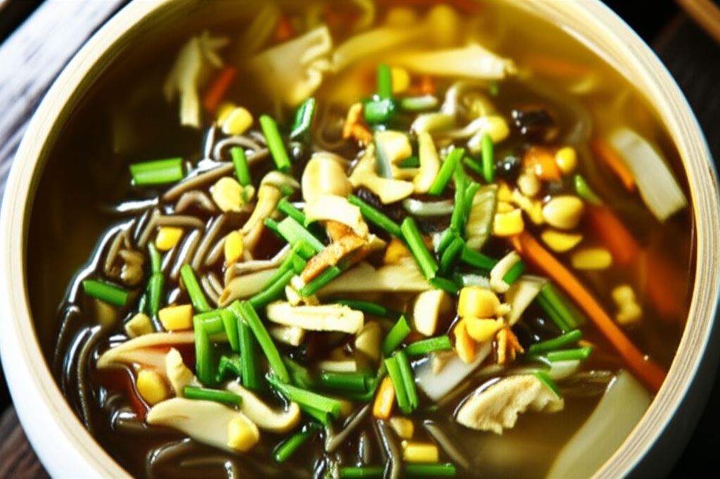 Azjatycka zupa słodko-ostra z makaronem sojowym