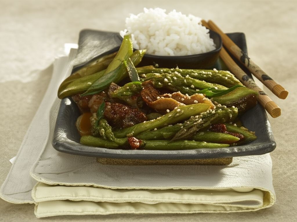 Azjatyckie stir-fry z wołowiną i szparagami