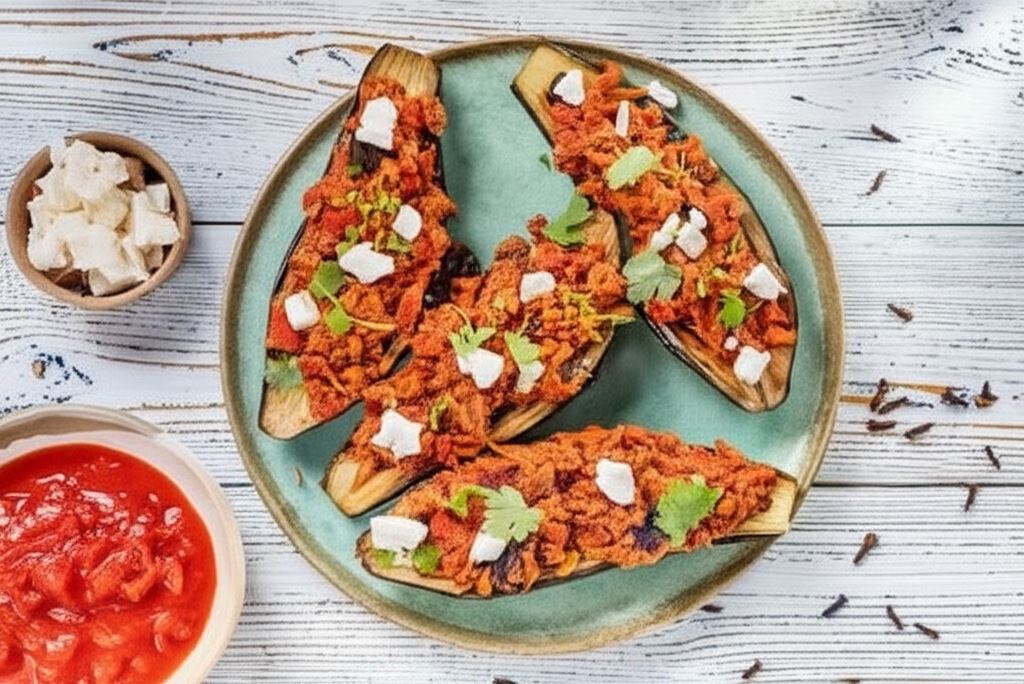 Bakłażan faszerowany mięsem mielonym i serem