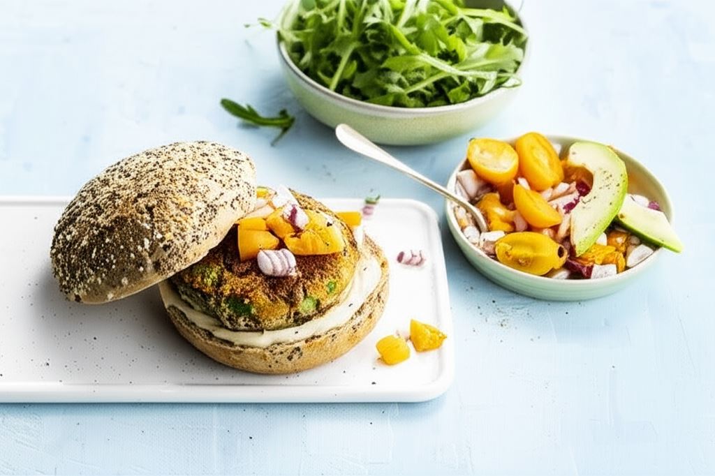 Bezmięsny burger z soczewicy i słodkich ziemniaków