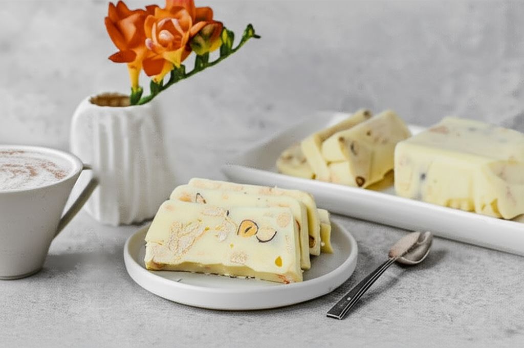 Biały blok czekoladowy z orzechami