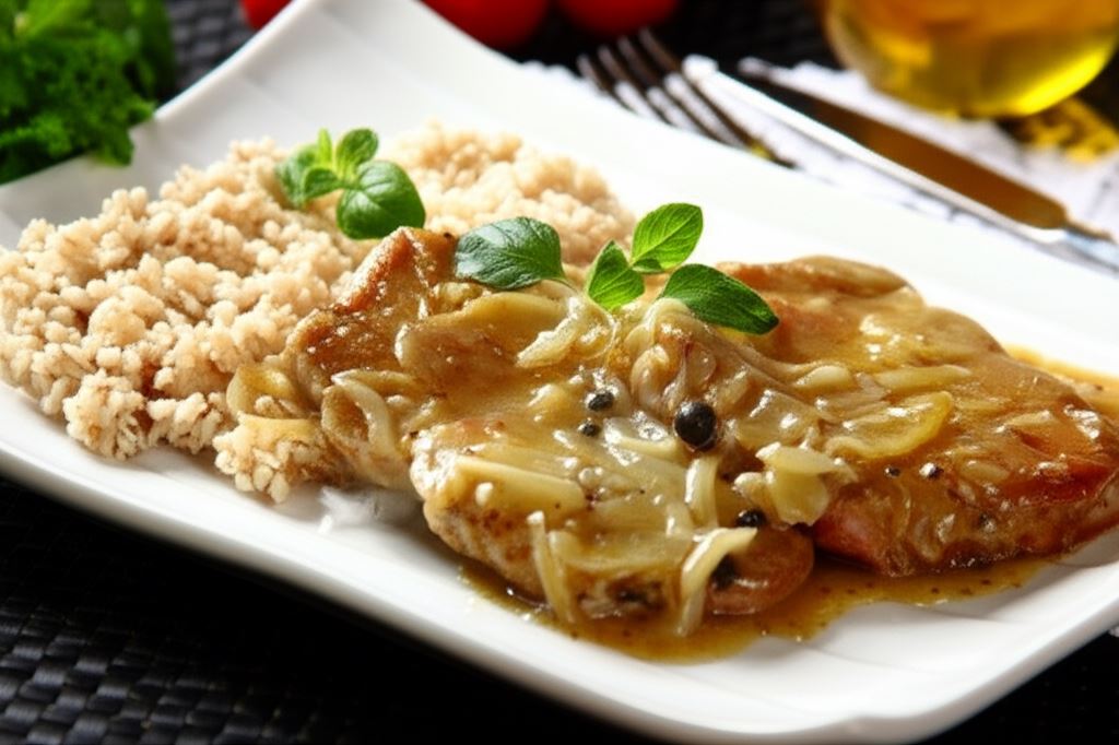 Bitki z karkówki z cebulą