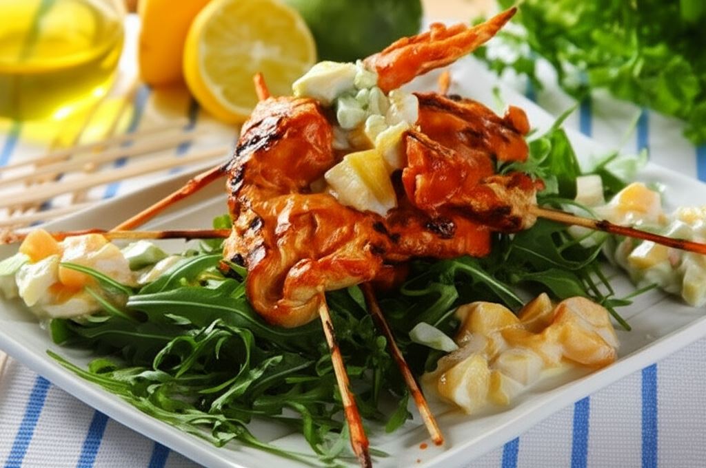 Brochettes z indyka w owocowej salsie