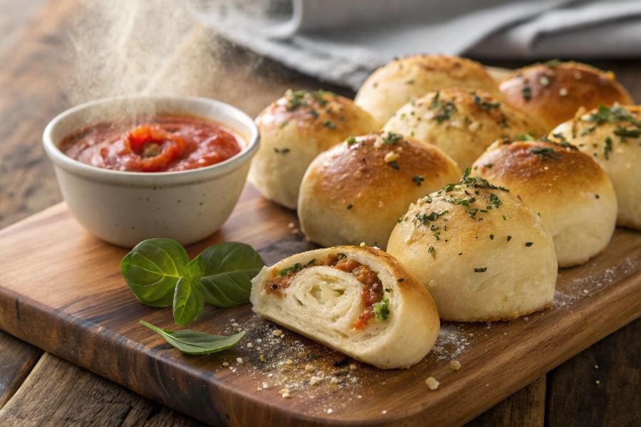 Bułeczki z ciasta na pizzę z masełkiem czosnkowym