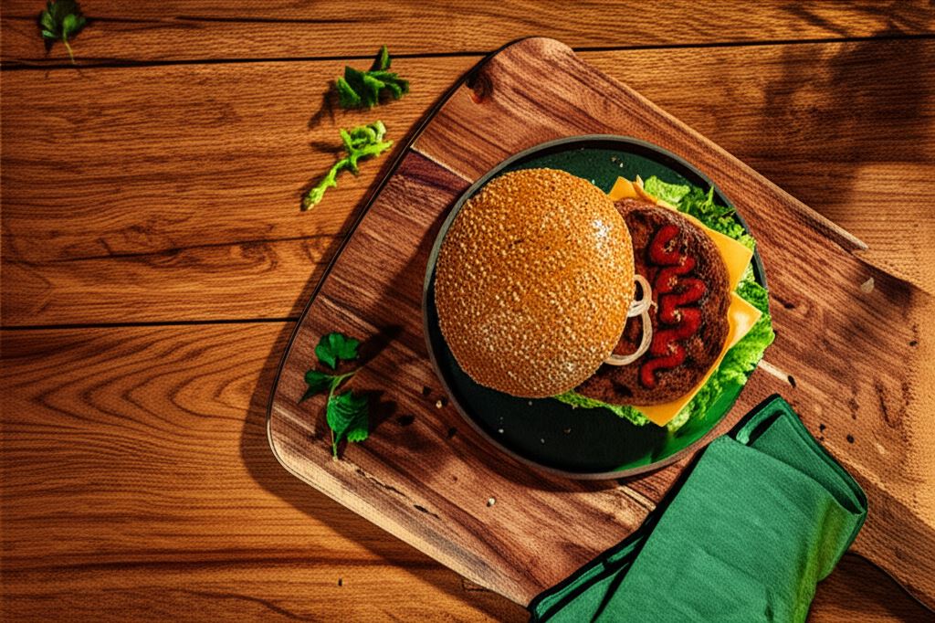 Burger glazurowany w sosie śliwkowym