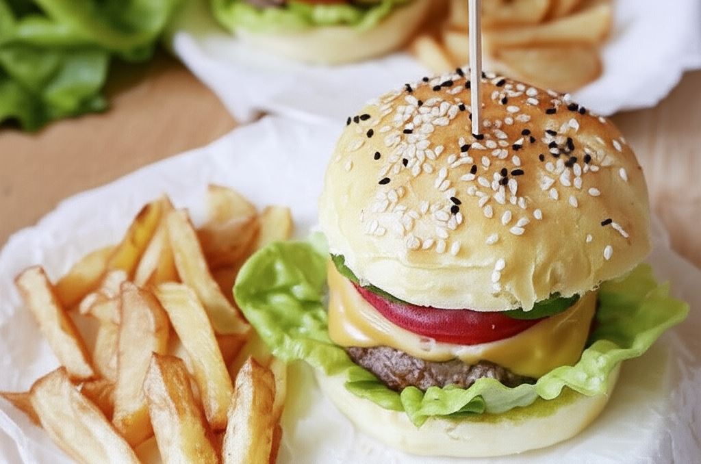 Burger wołowy z sosem barbecue