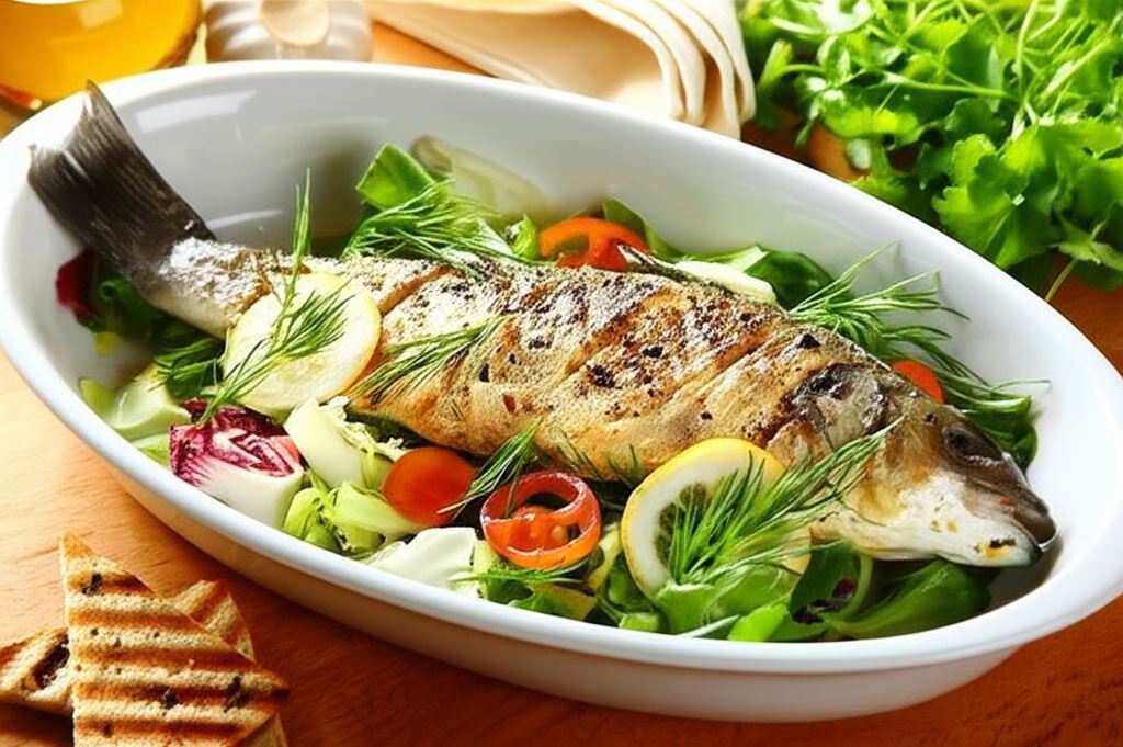 Cały okoń z grilla