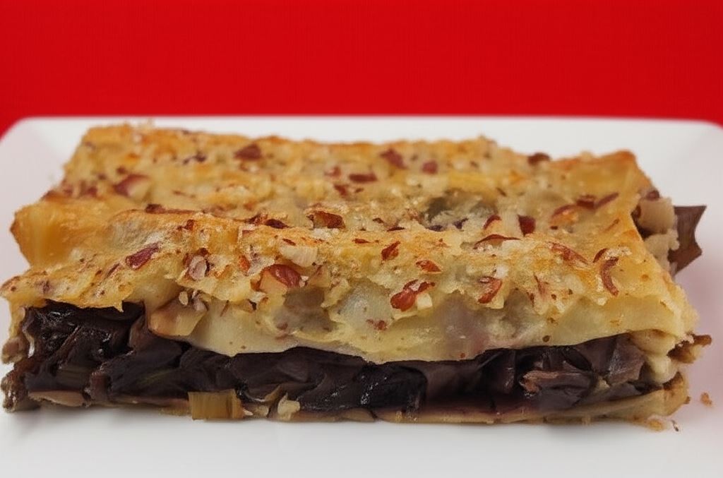 Cannelloni z porem i radicchio pod orzechową skorupką