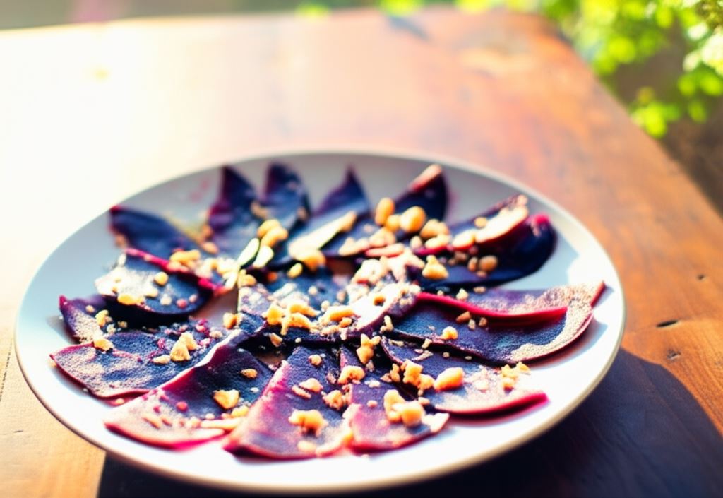 Carpaccio z pieczonych buraków z orzechami po włosku