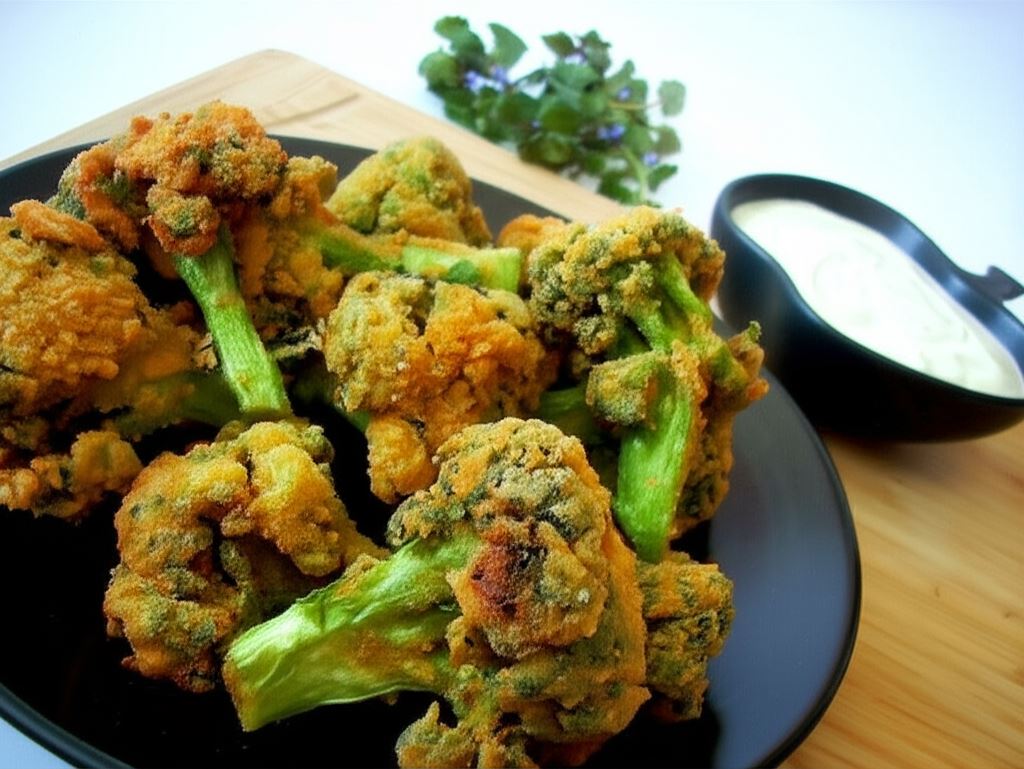 Chrupiące brokuły z sosem czosnkowo-ziołowym