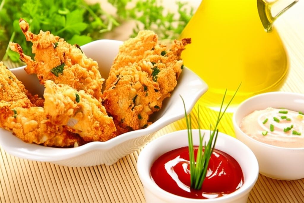 Chrupiące nuggetsy z kurczaka z sosem