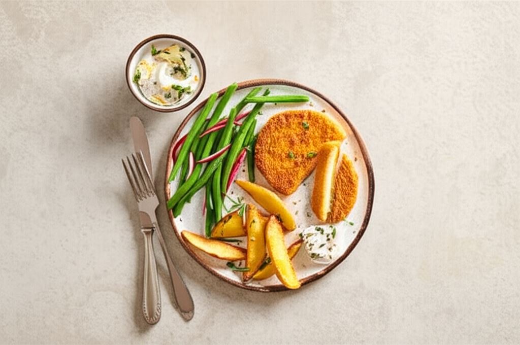 Chrupiące roślinne 'kotlety' z ziemniakami