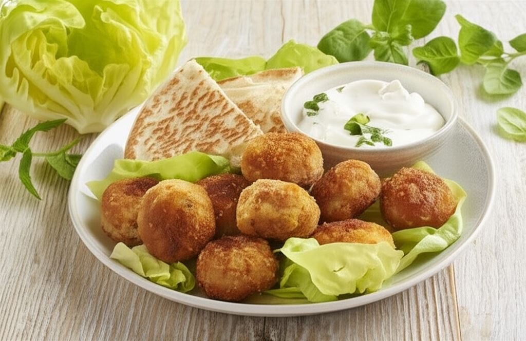 Chrupiący falafel z dipem ziołowo-jogurtowym