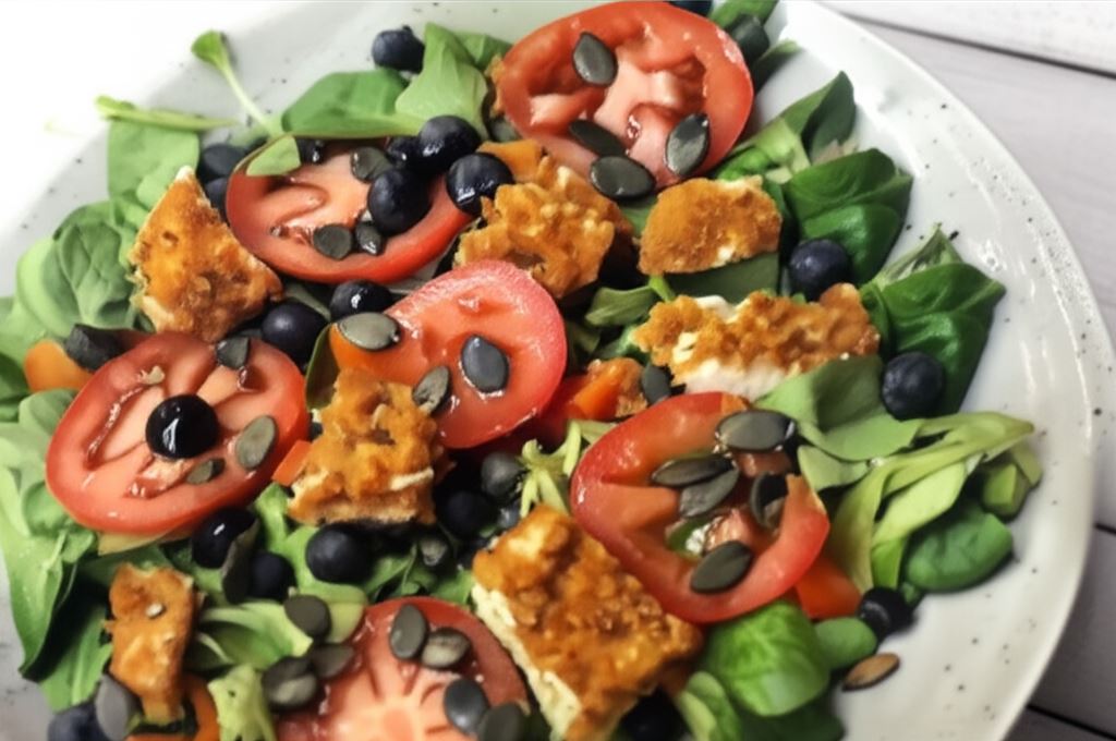 Chrupiący kurczak w asyście lekkiej sałatki