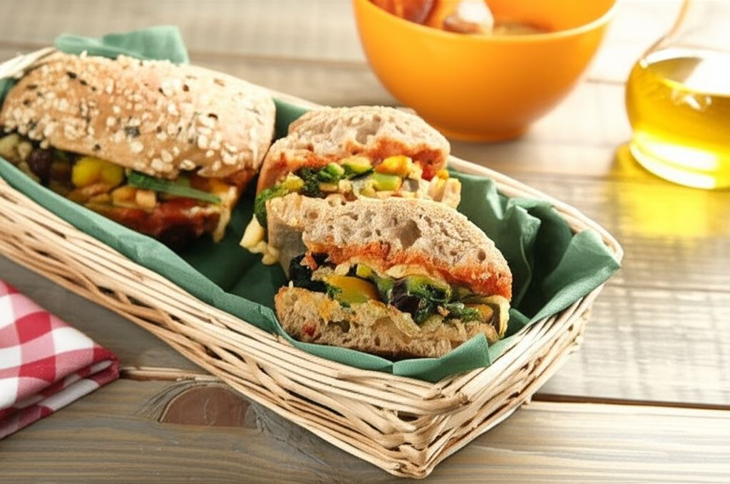 Ciabatta z oliwkami i bakłażanem