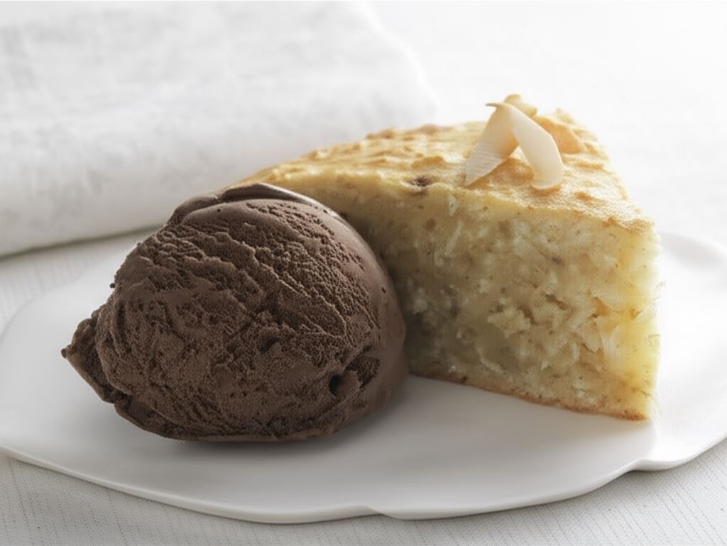 Ciasto bananowo-kokosowe podawane na ciepło