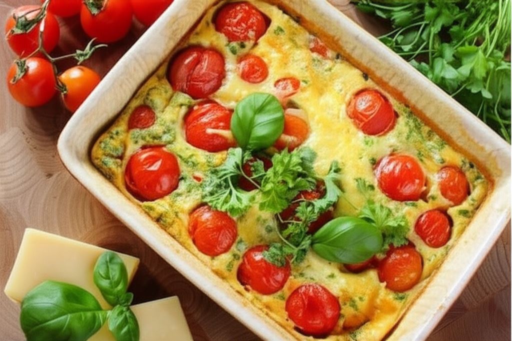 Clafoutis z pomidorkami koktajlowymi