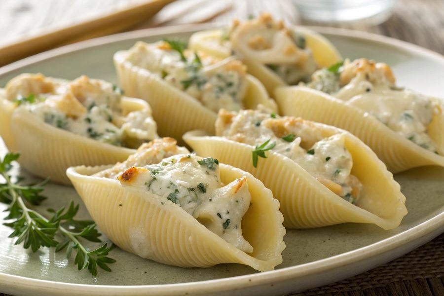 Conchiglie z kurczakiem i serem pleśniowym