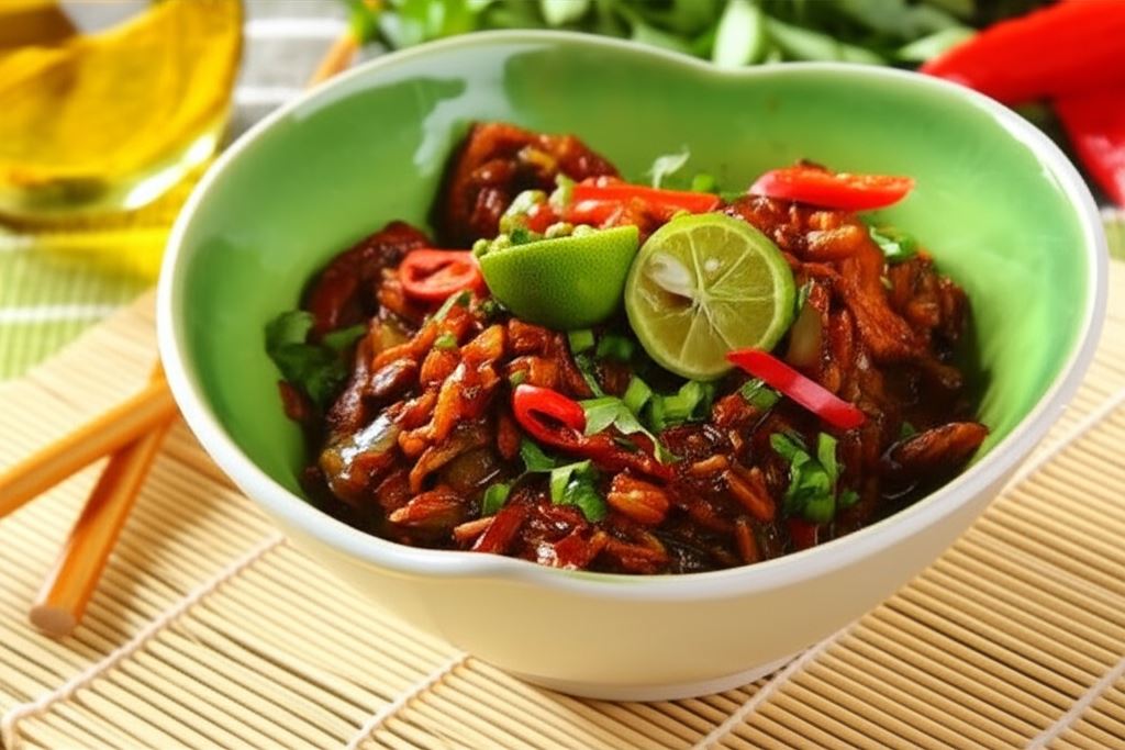 Czerwony ryż z kurczakiem