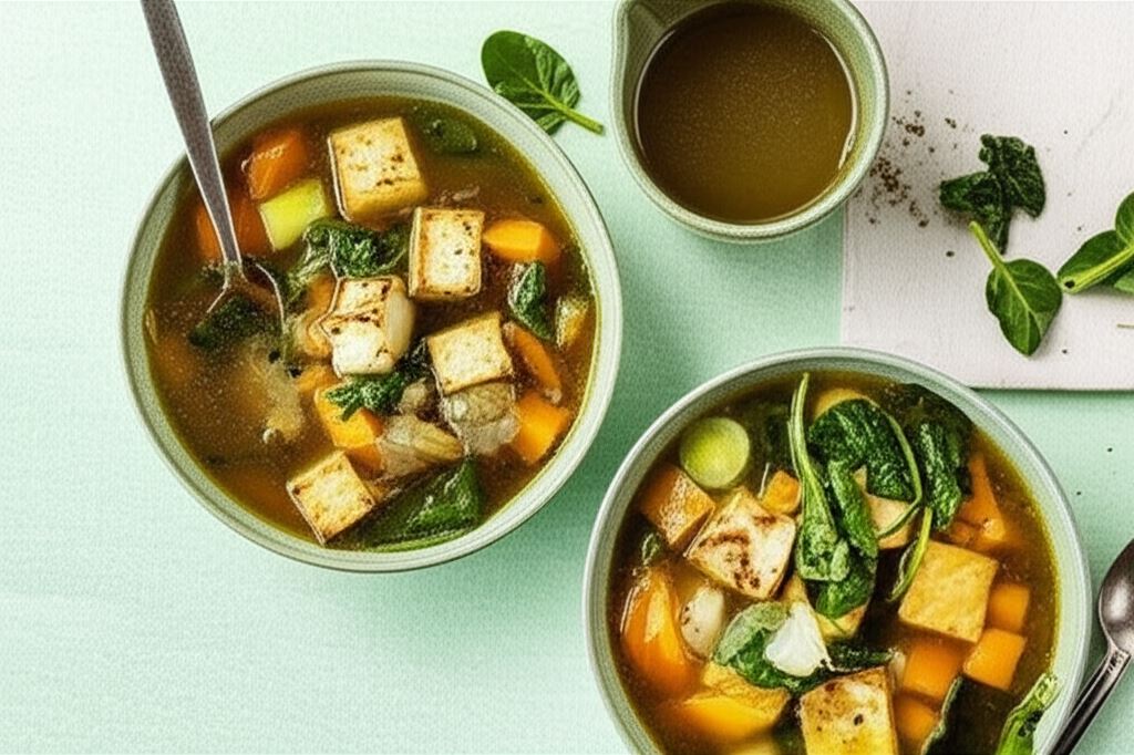 Danie pełne warzyw i tofu