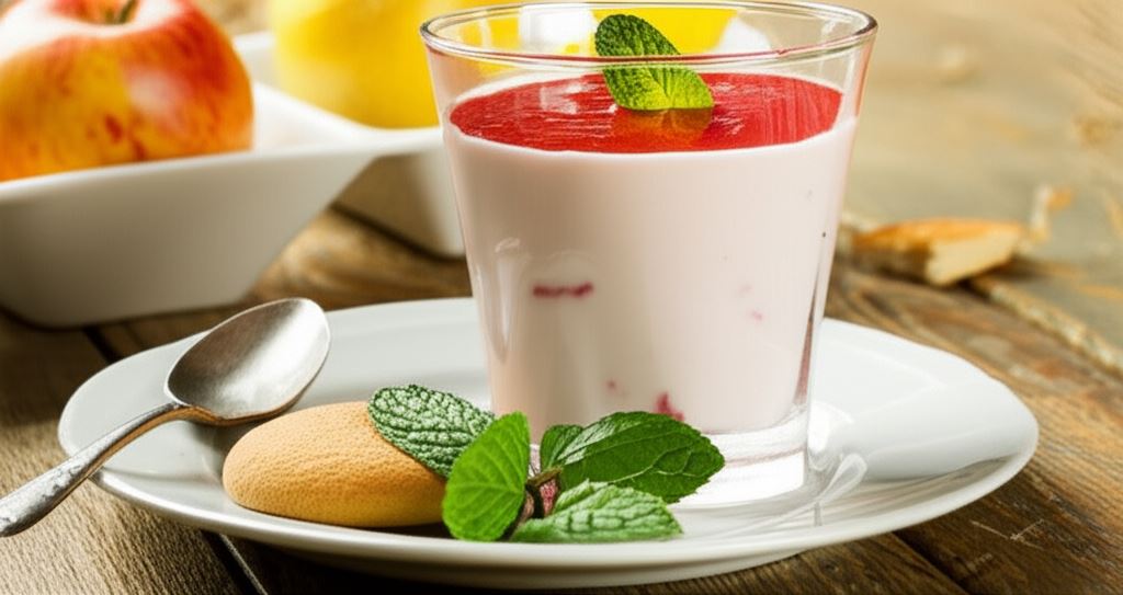 Deser jogurtowy z musem truskawkowym