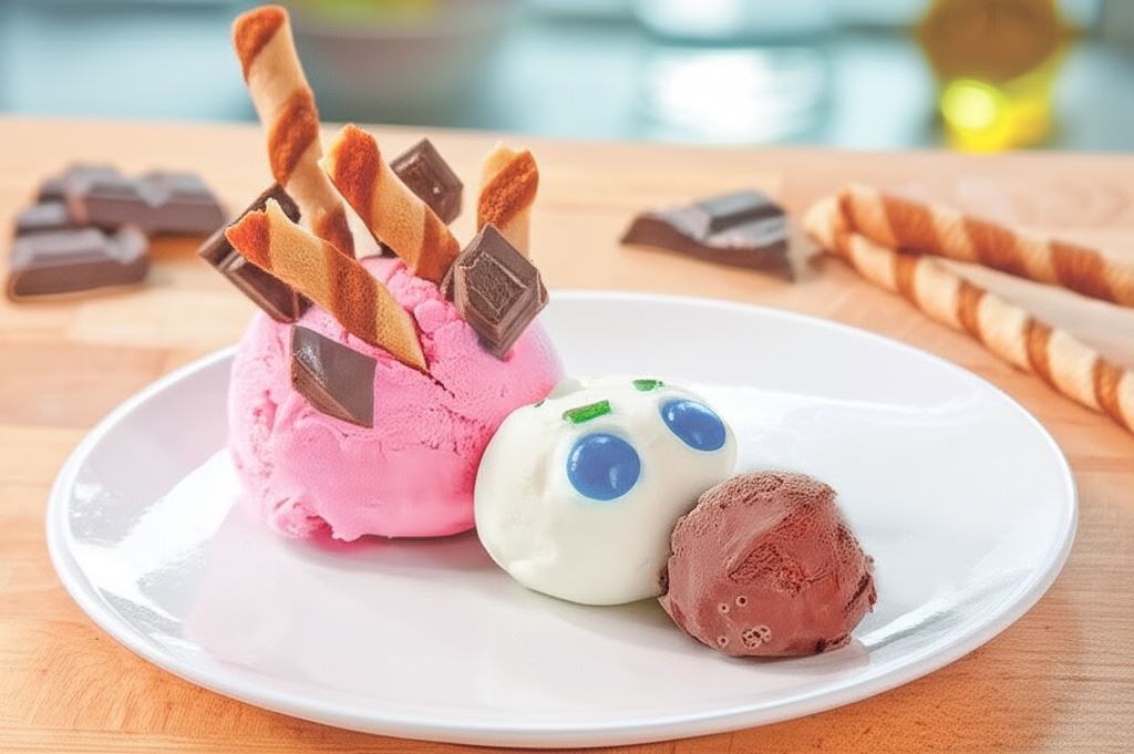 Deser lodowy z rurkami waflowymi 'Jeżozwierz'