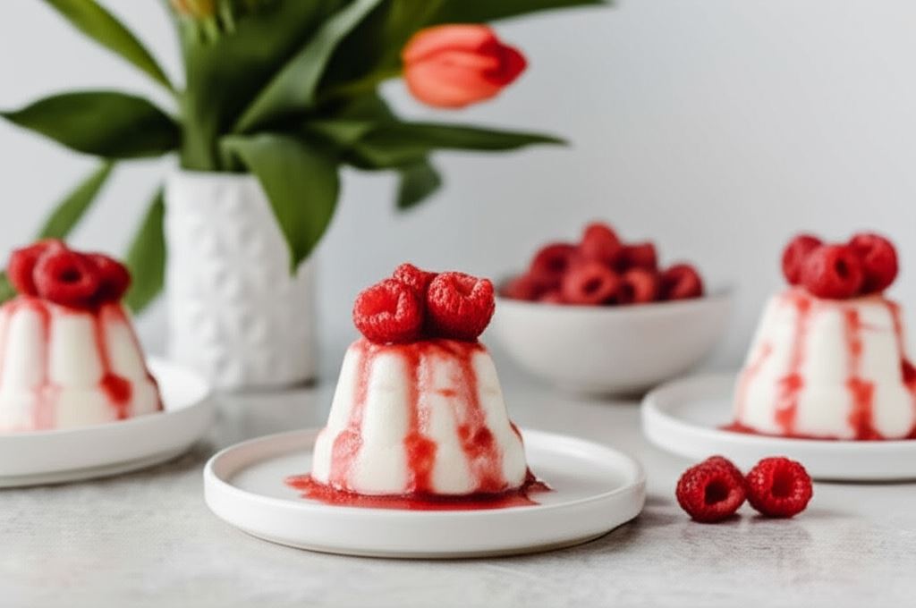 Deser z kaszą manną i malinami