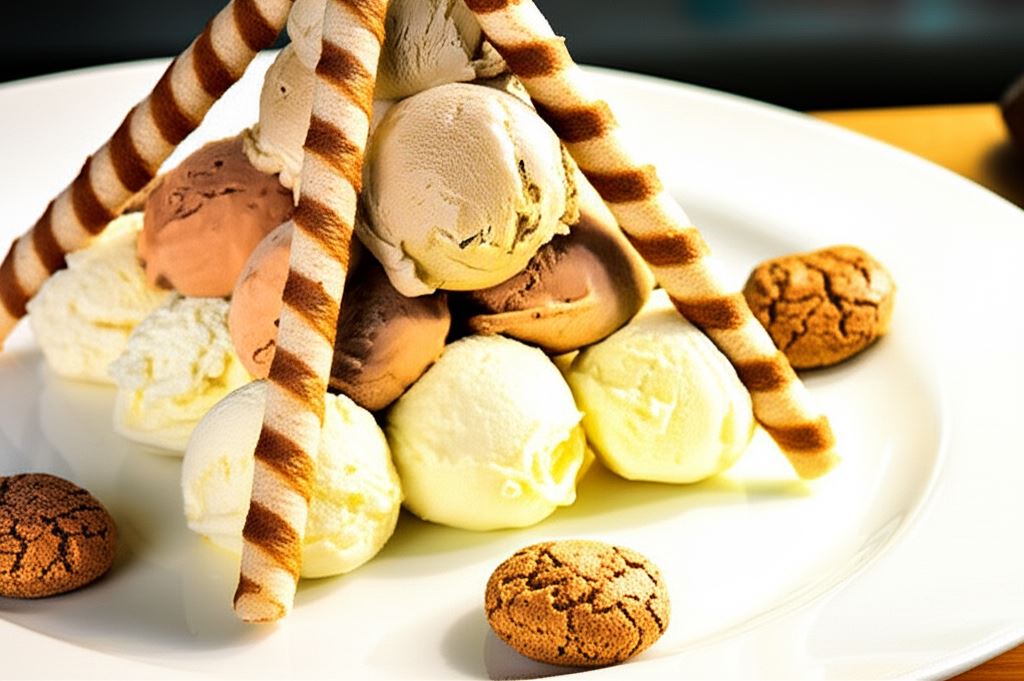 Deser z lodami 'Biszkoptowa piramida'