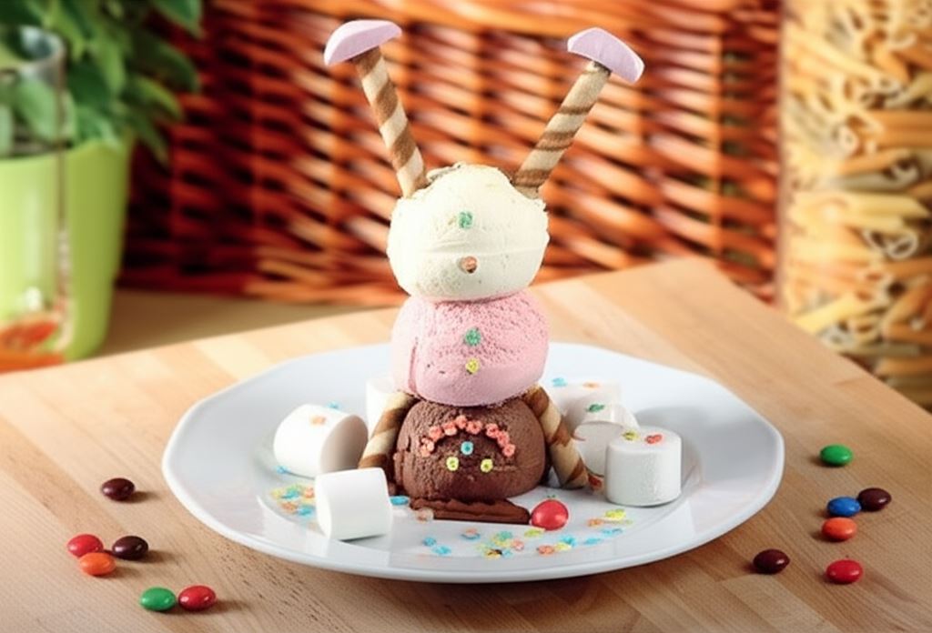 Deser z lodami i piankami jojo 'Bałwan do góry nogami'