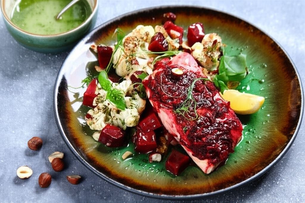 Domowy sposób na łososia a'la sous-vied na smażonym kalafiorze