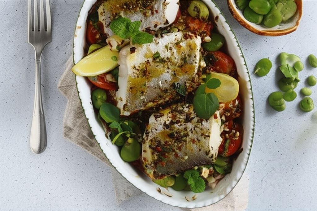 Dorsz duszony z bobem