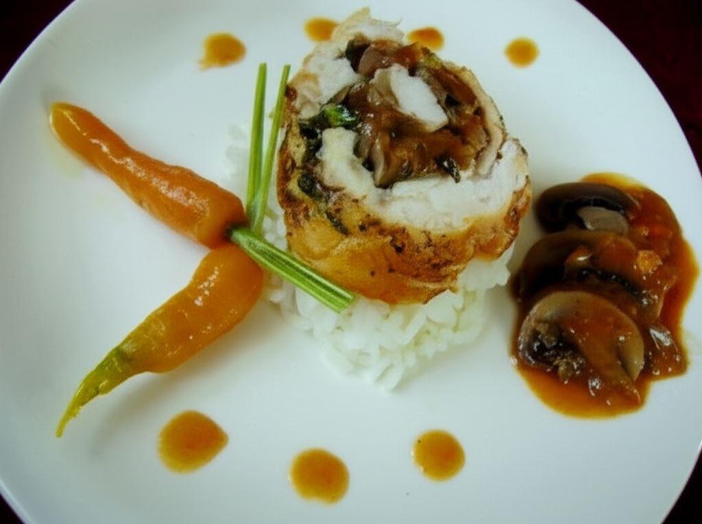 Drobiowe roladki ze szpinakiem i pieczarkami