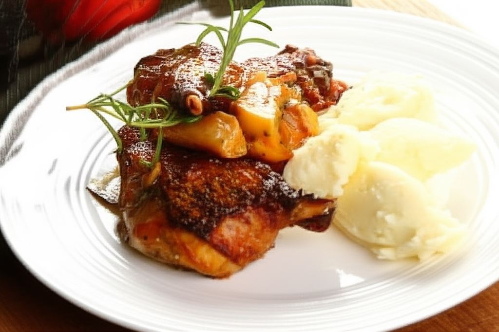 Duszona kaczka z jabłkami