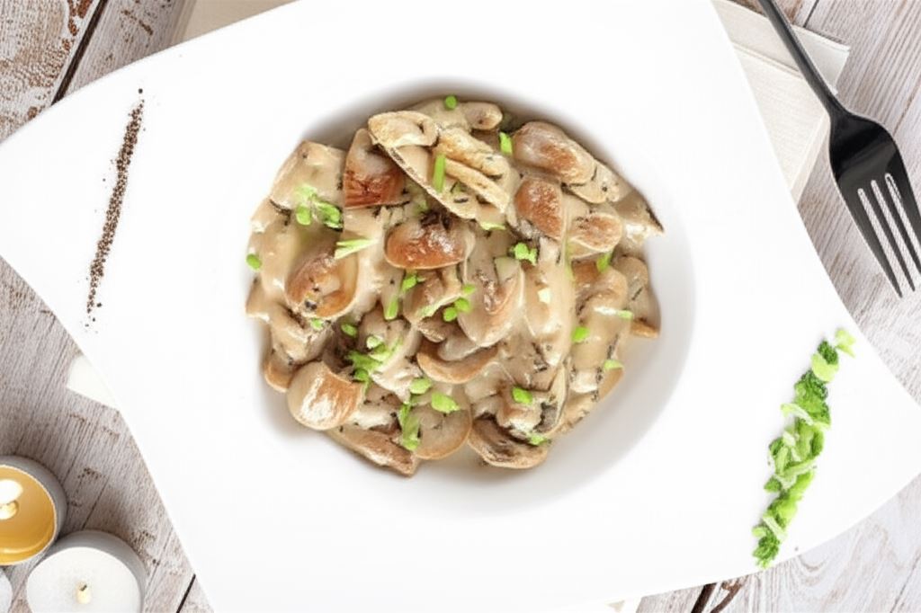 Duszone grzyby w śmietanie