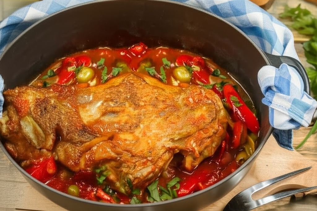 Duszony indyk w stylu śródziemnomorskim