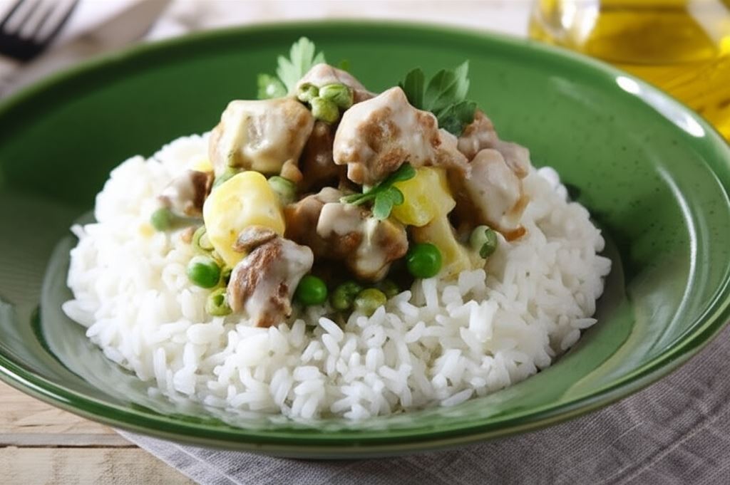 Duszony kurczak z groszkiem