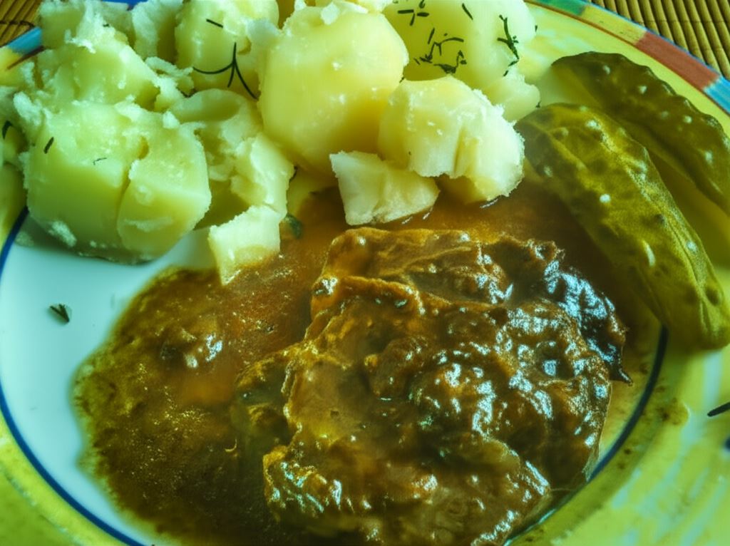 Duszony schab w sosie winno-śliwkowym