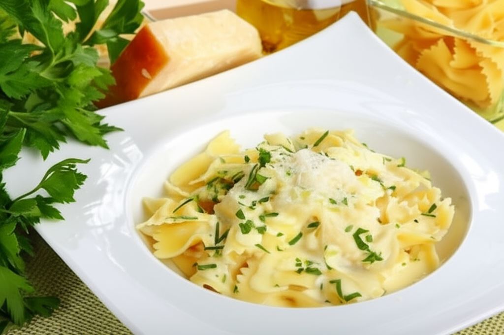 Farfalle z sosem pietruszkowym