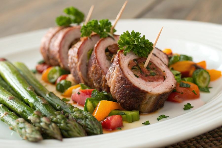 Fileciki cielęce ze szparagami i jarzynami