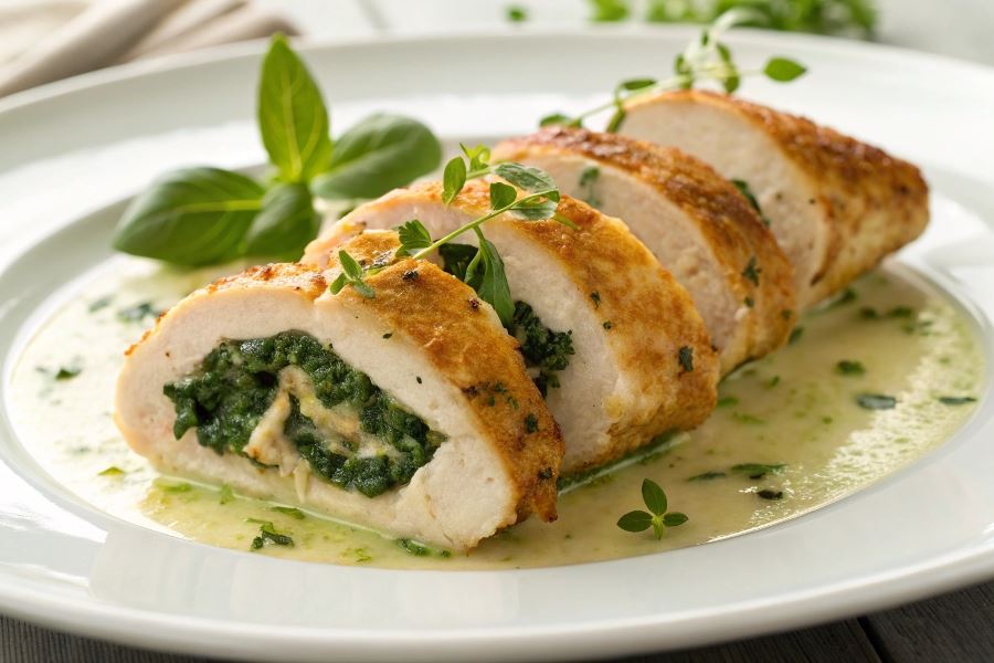 Filety faszerowane szpinakiem i mascarpone