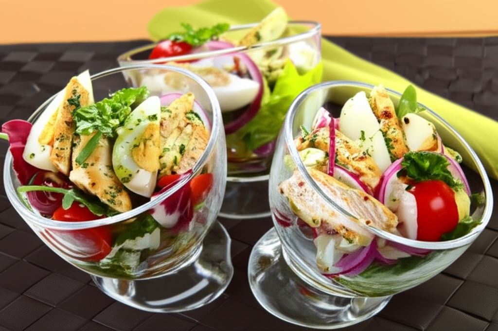 Francuska sałatka z kurczakiem i gotowanym jajkiem