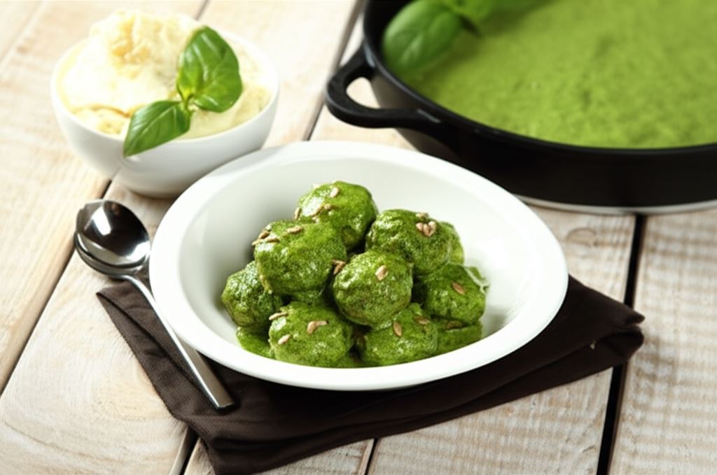 Frykadelki w sosie bazyliowo - kaparowym z ziemniaczanym purée