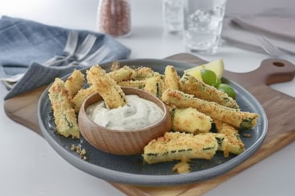 Frytki z cukinii z dipem czosnkowym