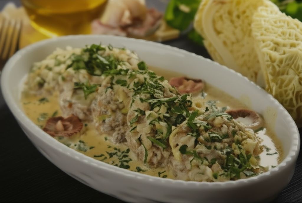 Gołąbki bez zawijania z pieczarkami