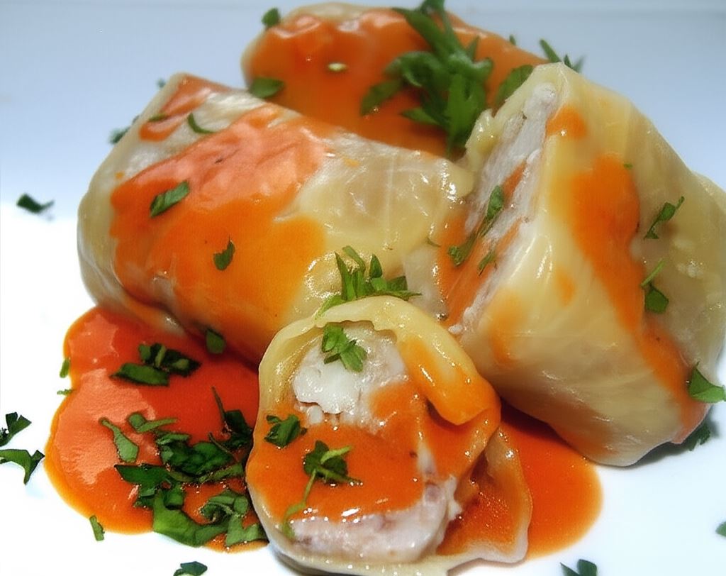 Gołąbki drobiowe w sosie pomidorowym