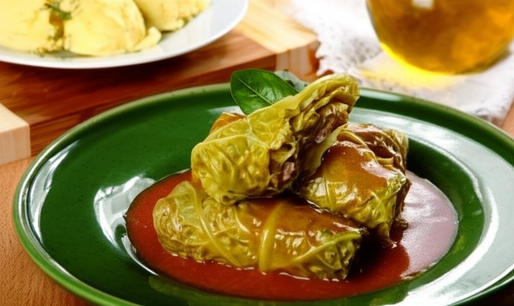 Gołąbki z młodej kapusty w sosie pomidorowym