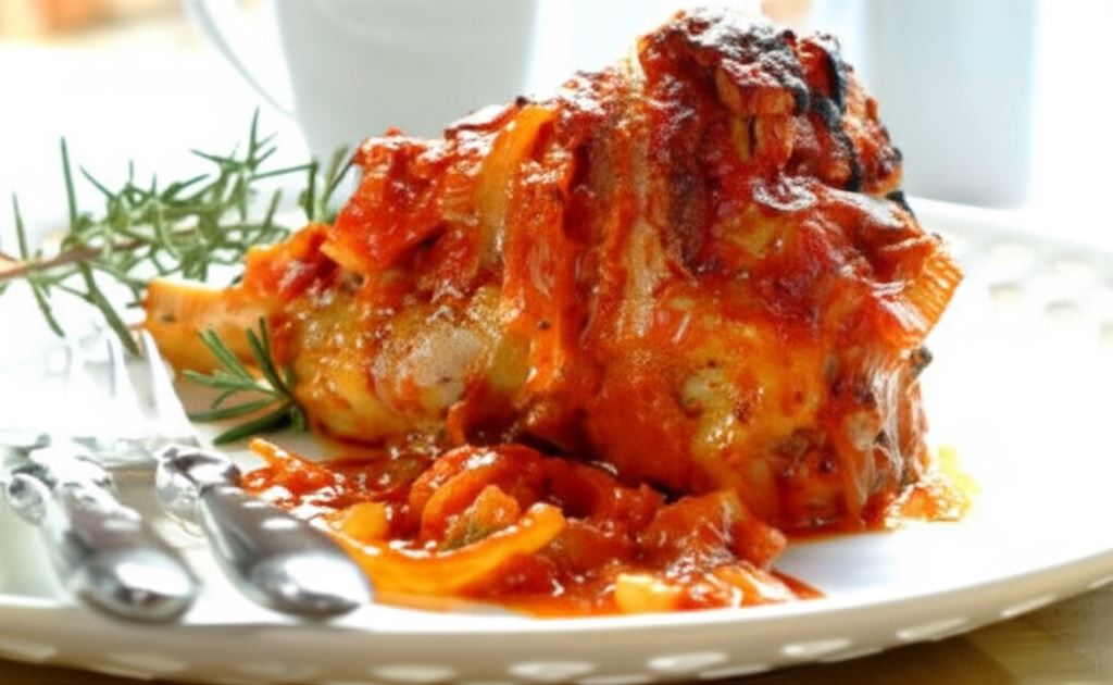 Golonka jagnięca z sosem śródziemnomorskim